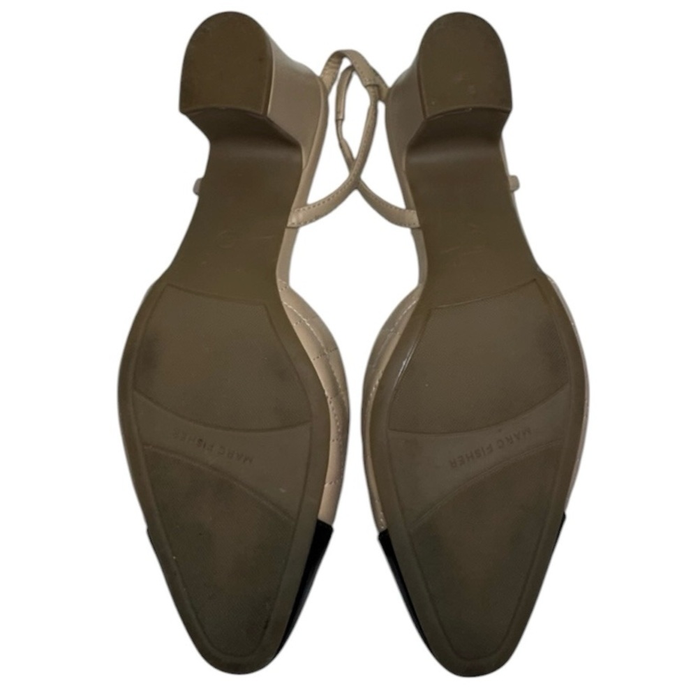 Marc Fisher Laniya Beige Faux Quilted Leather Cap Toe Sling Back Pumps Size 10 - Picture 11 of 12